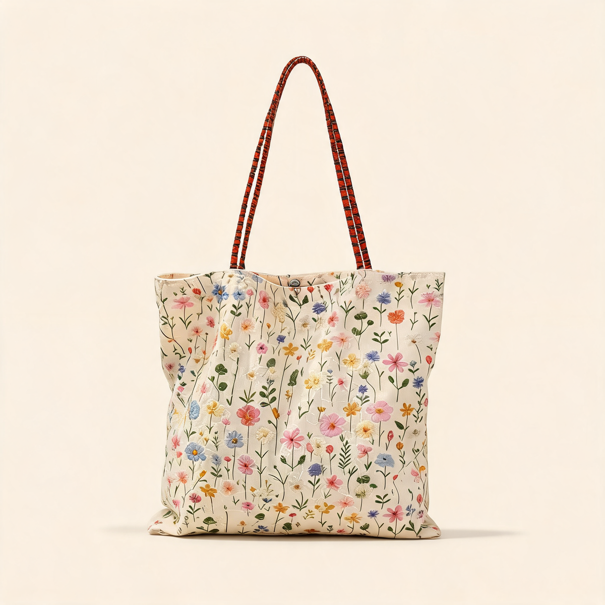 Little Meadow Embroidered Tote — front product view | Mak&Malva gallery 1-3