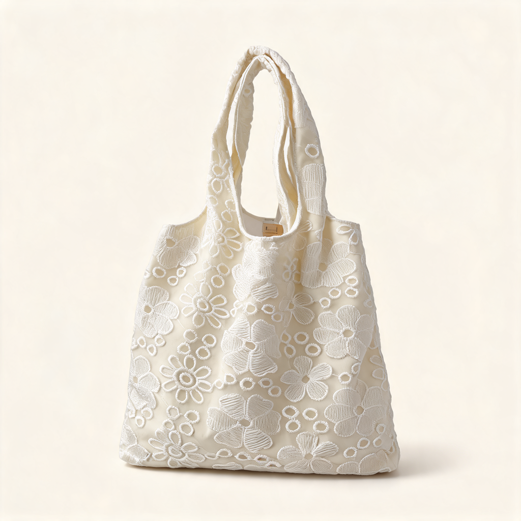 Ivory Eyelet Tote — front product view | Mak&Malva gallery 1-3