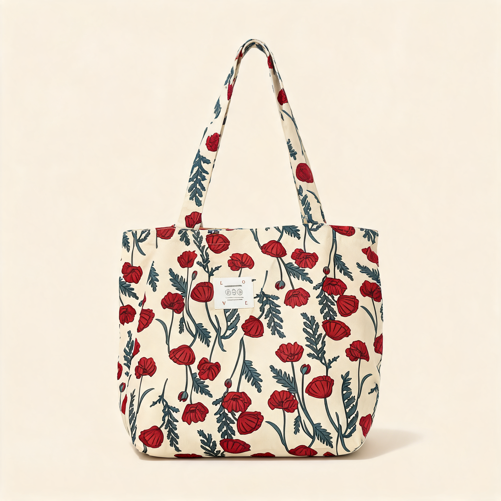 Poppy Garden Tote — front product view | Mak&Malva gallery 1-3