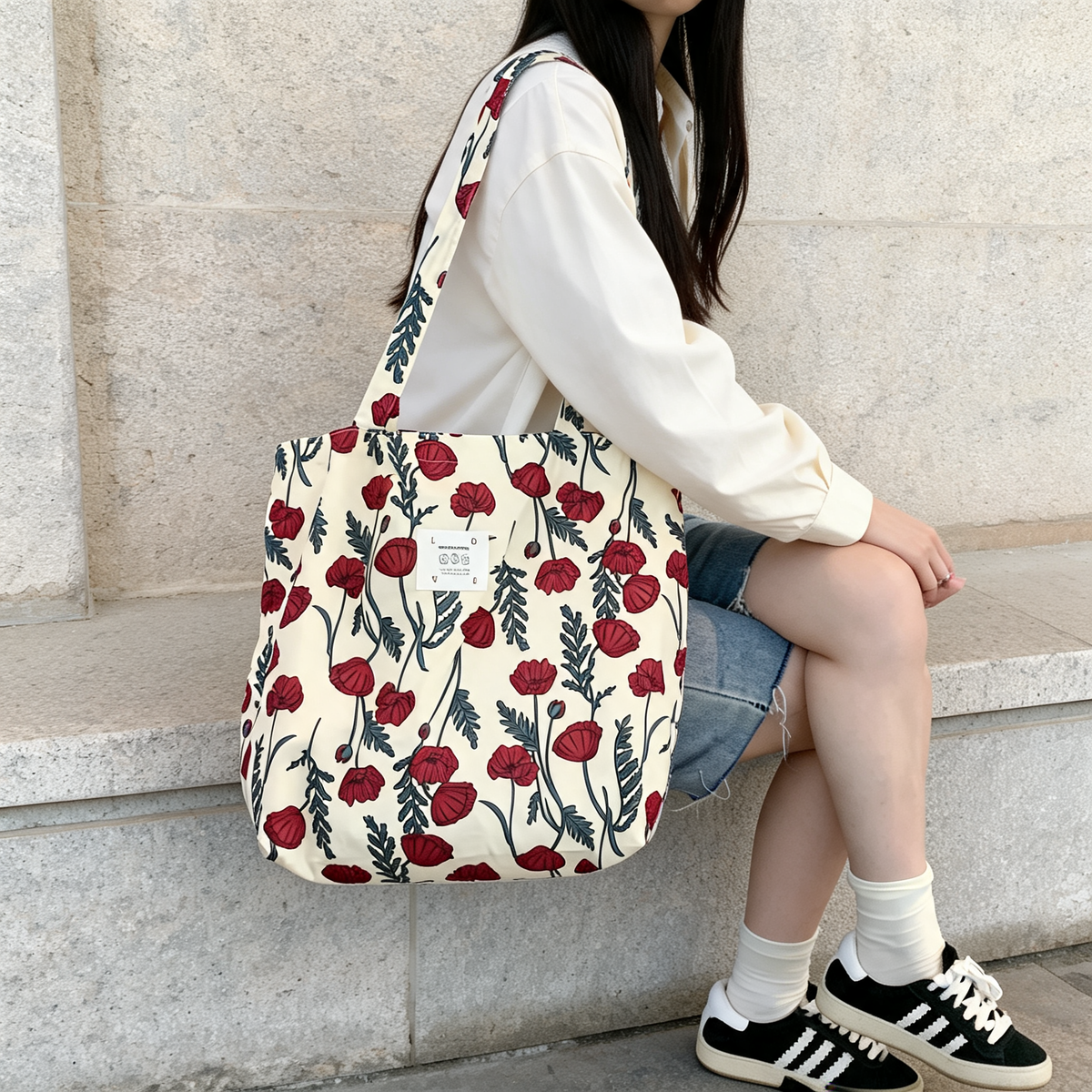 Poppy Garden Tote — lifestyle styling | Mak&Malva gallery 1-3