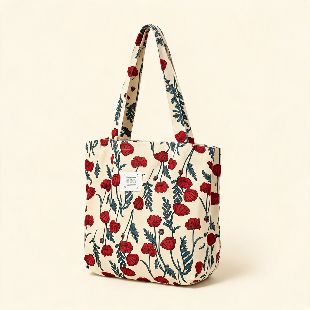 Poppy Garden Tote — three-quarter product view | Mak&Malva gallery 1-3