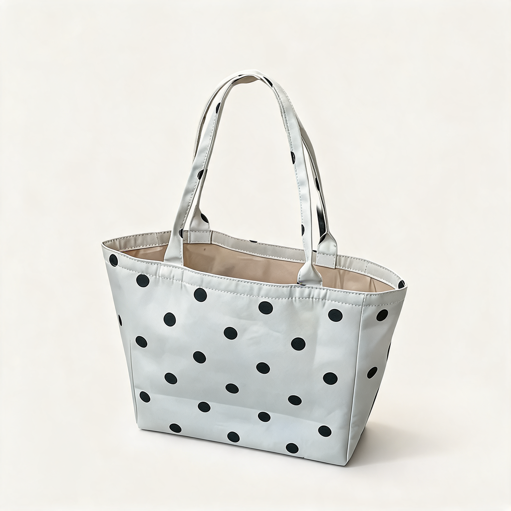 Classic Dot Gathered Tote — three-quarter product view | Mak&Malva gallery 1-3
