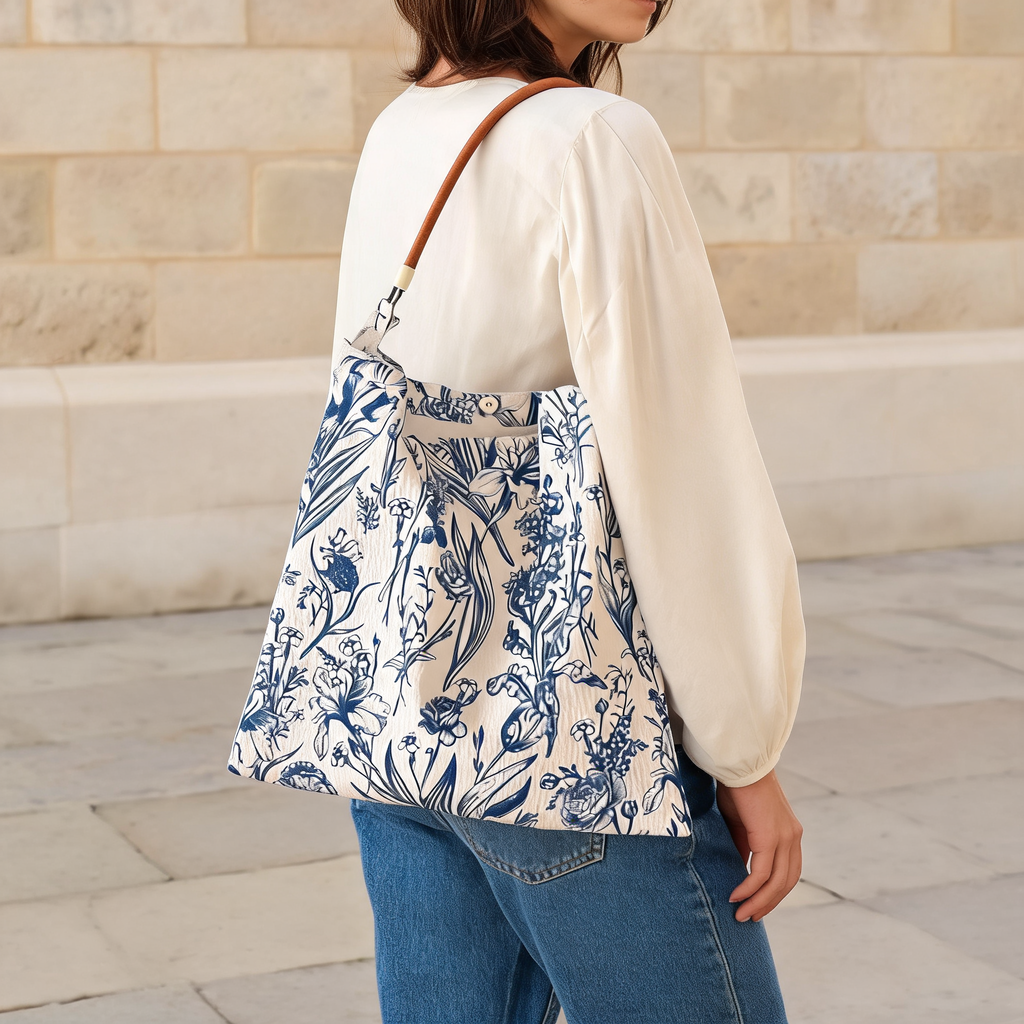 Porcelain Bloom Shoulder Bag — lifestyle styling | Mak&Malva gallery 1-3