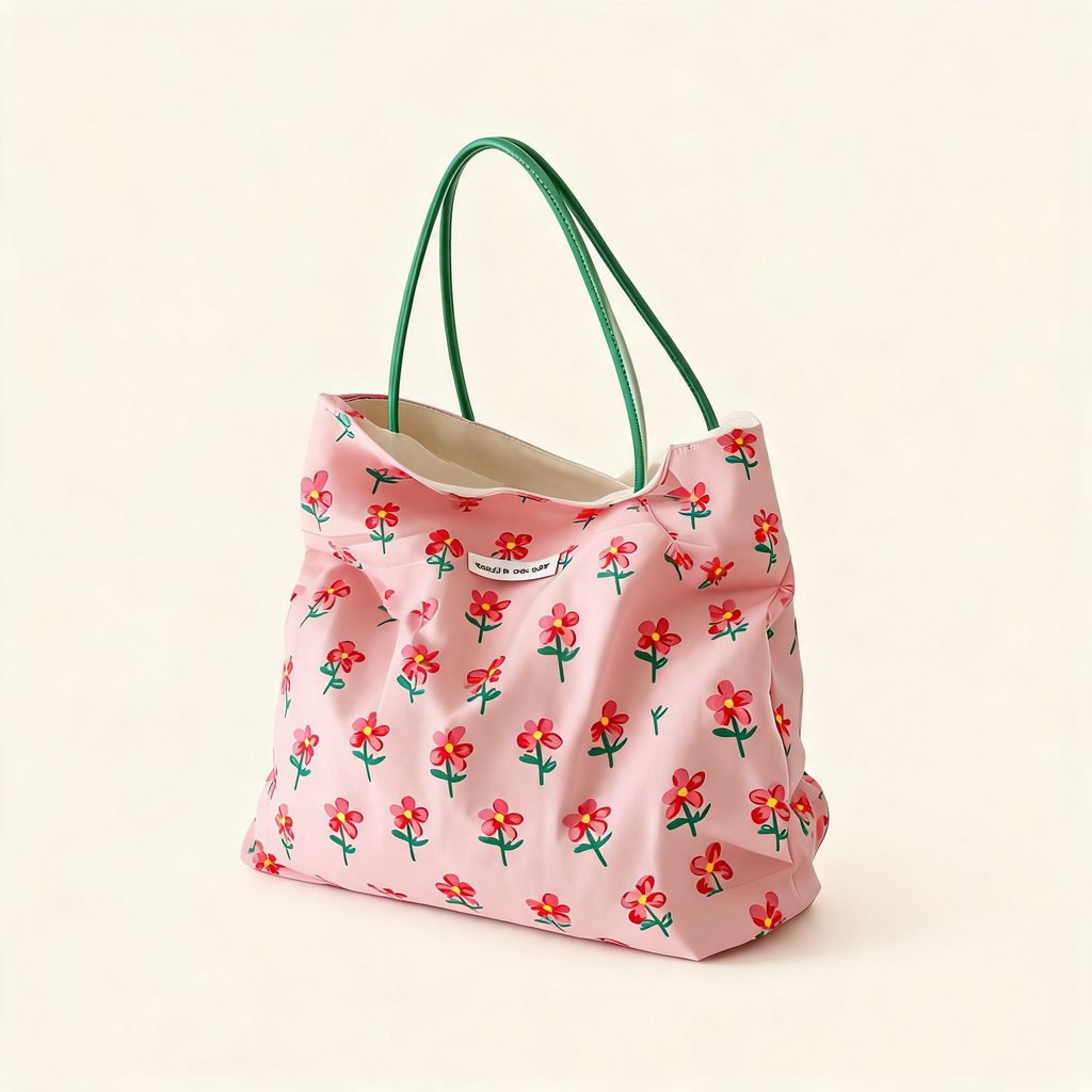 Strawberry Picnic Tote — three-quarter product view | Mak&Malva gallery 1-3