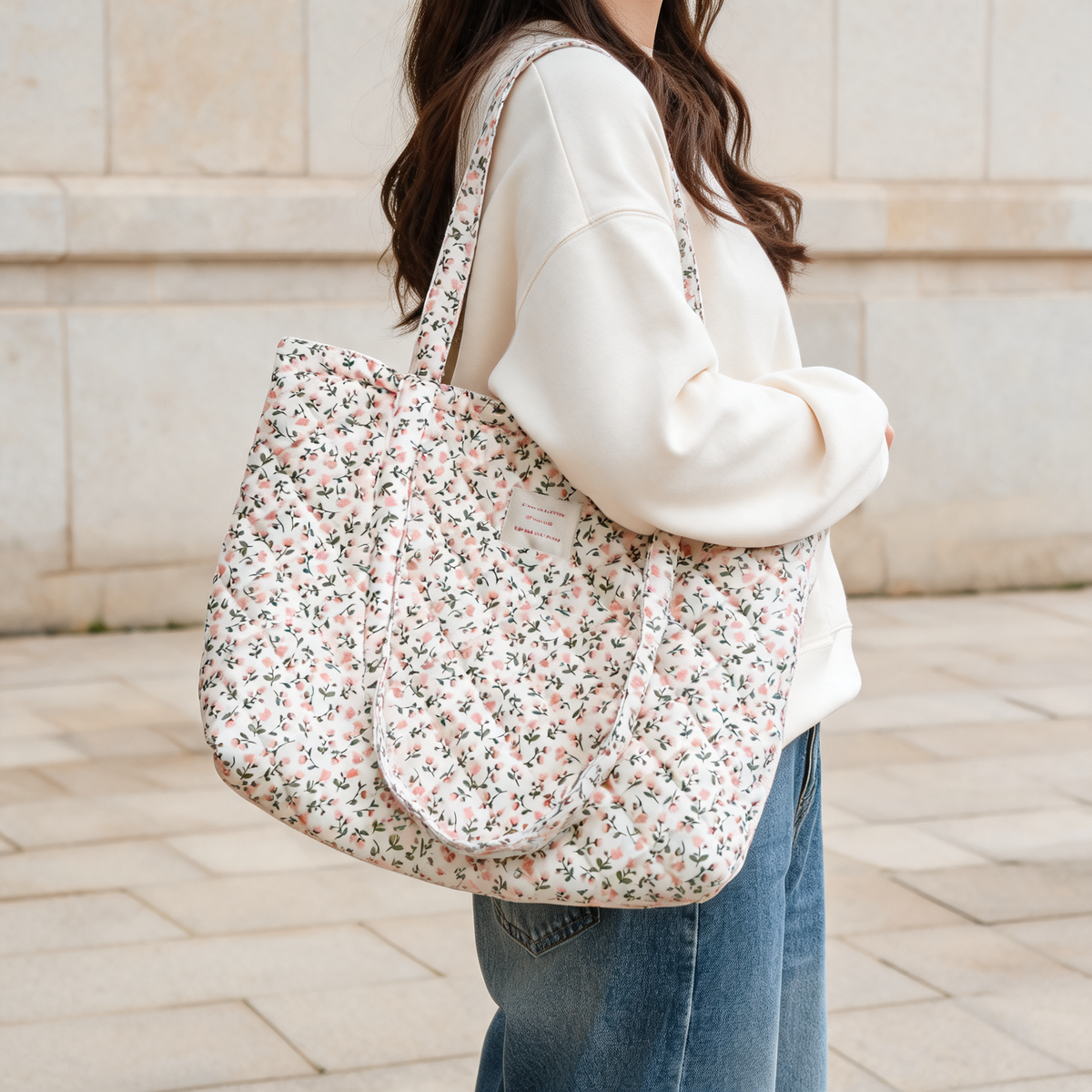 Rose Patch Quilt Tote — lifestyle styling | Mak&Malva gallery 1-3