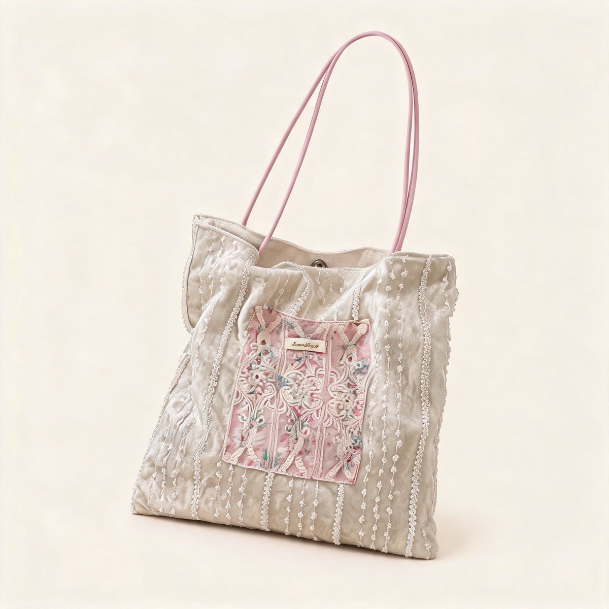 Lace Garden Panel Tote — front product view | Mak&Malva gallery 1-3