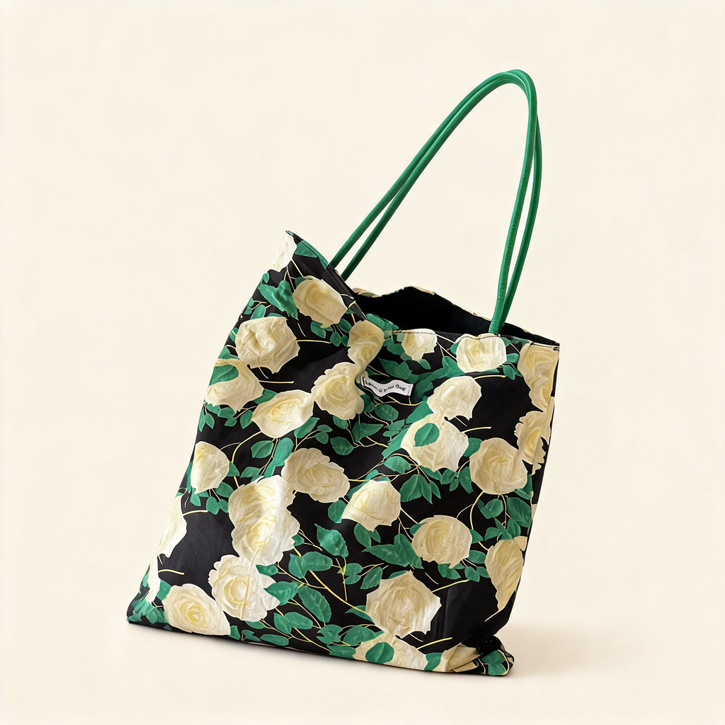 White Rose Garden Tote — three-quarter product view | Mak&Malva gallery 1-3