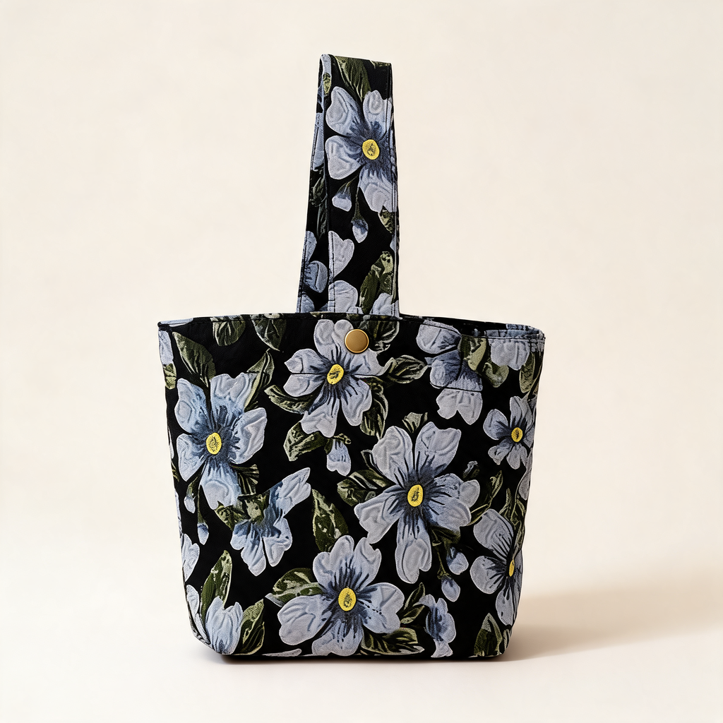Blue Blossom Jacquard Bag — front product view | Mak&Malva gallery 1-3