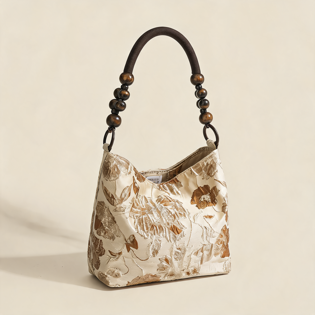 Caramel Bloom Bead Bag — three-quarter product view | Mak&Malva gallery 1-3