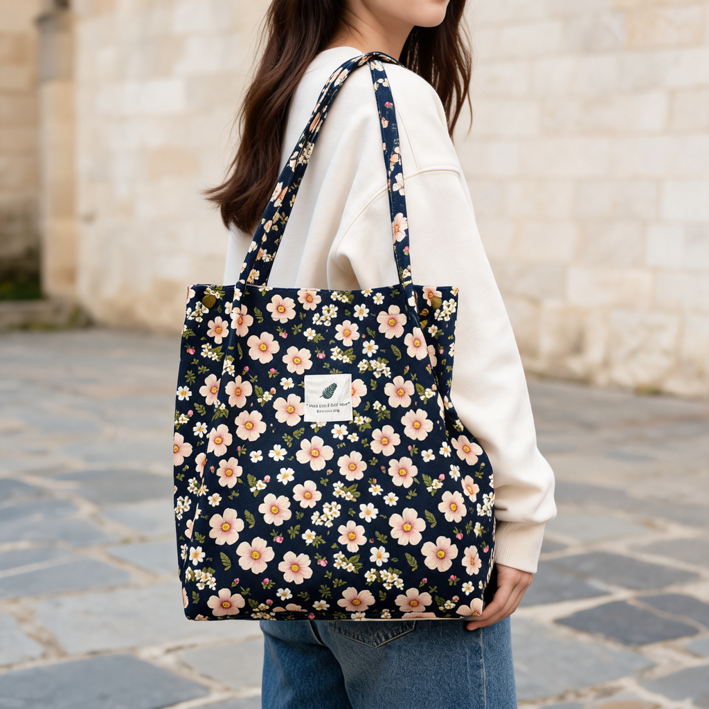 Everyday Botanical Shoulder Tote — lifestyle styling | Mak&Malva gallery 1-3