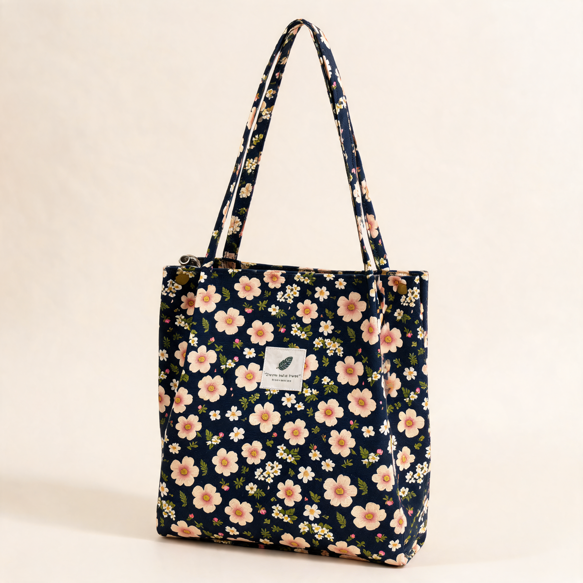 Everyday Botanical Shoulder Tote — three-quarter product view | Mak&Malva gallery 1-3