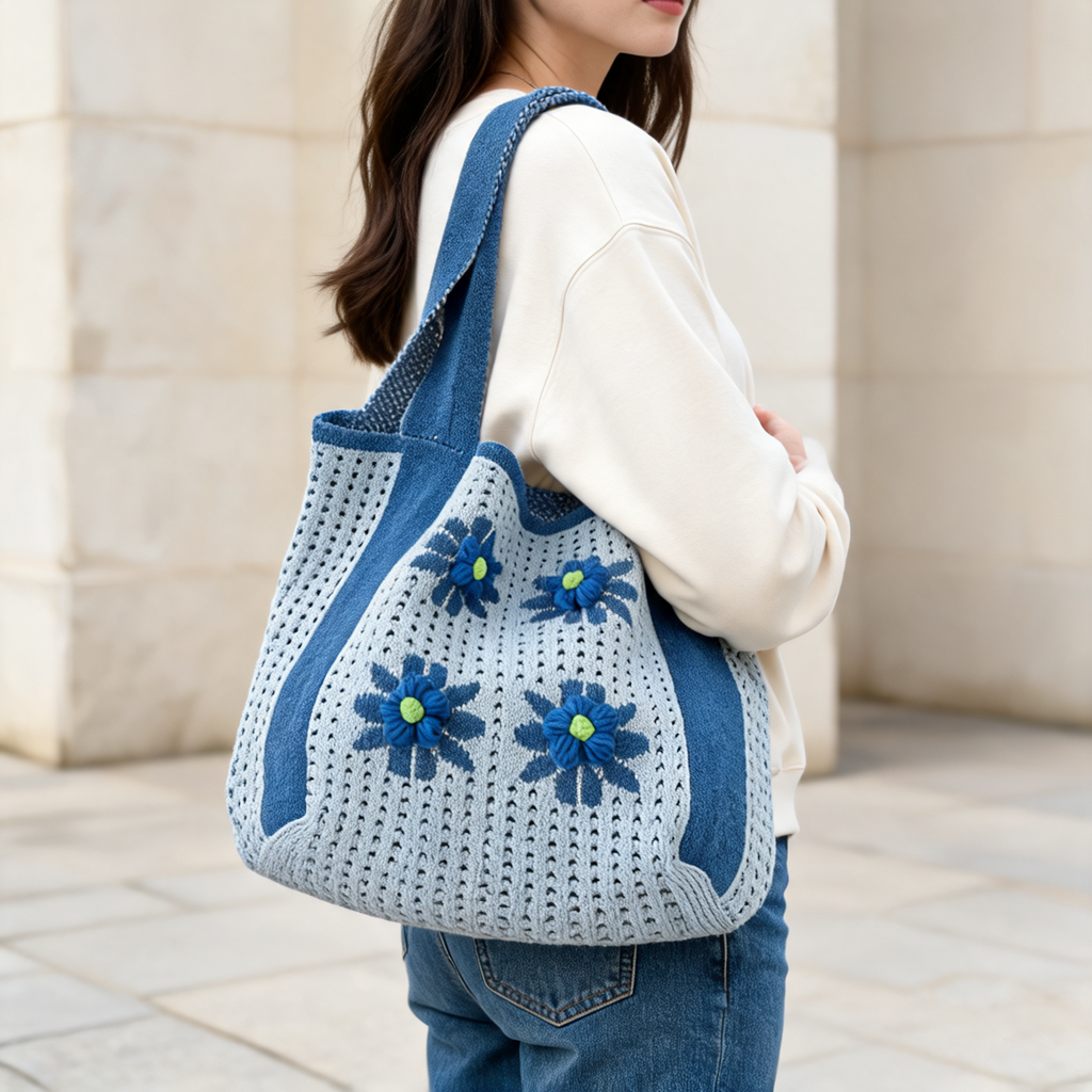 Daisy Knit Shoulder Bag — lifestyle styling | Mak&Malva gallery 1-3