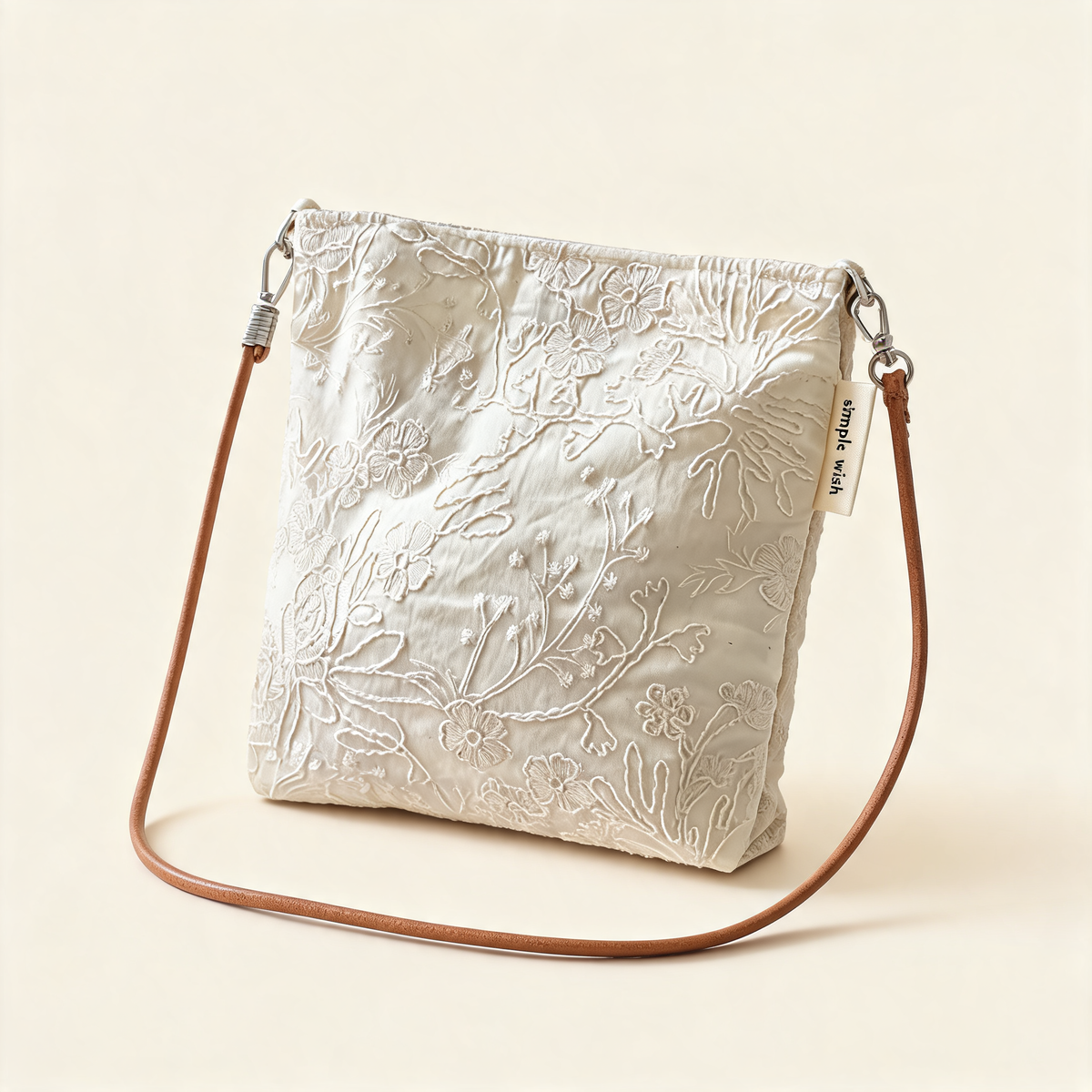 Ivory Bloom Mini Crossbody — three-quarter product view | Mak&Malva gallery 1-3