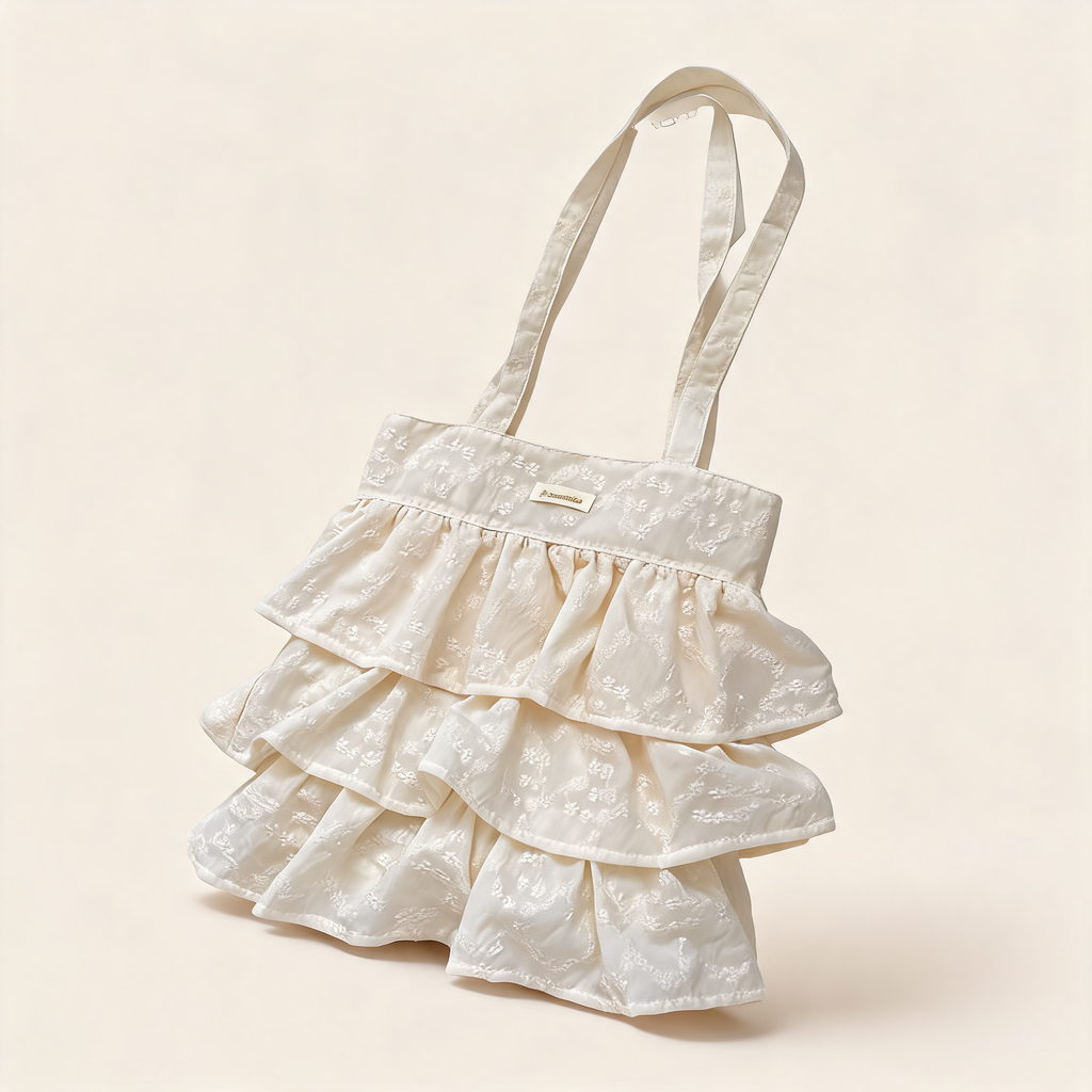 Petal Ruffle Eyelet Tote — front product view | Mak&Malva gallery 1-3