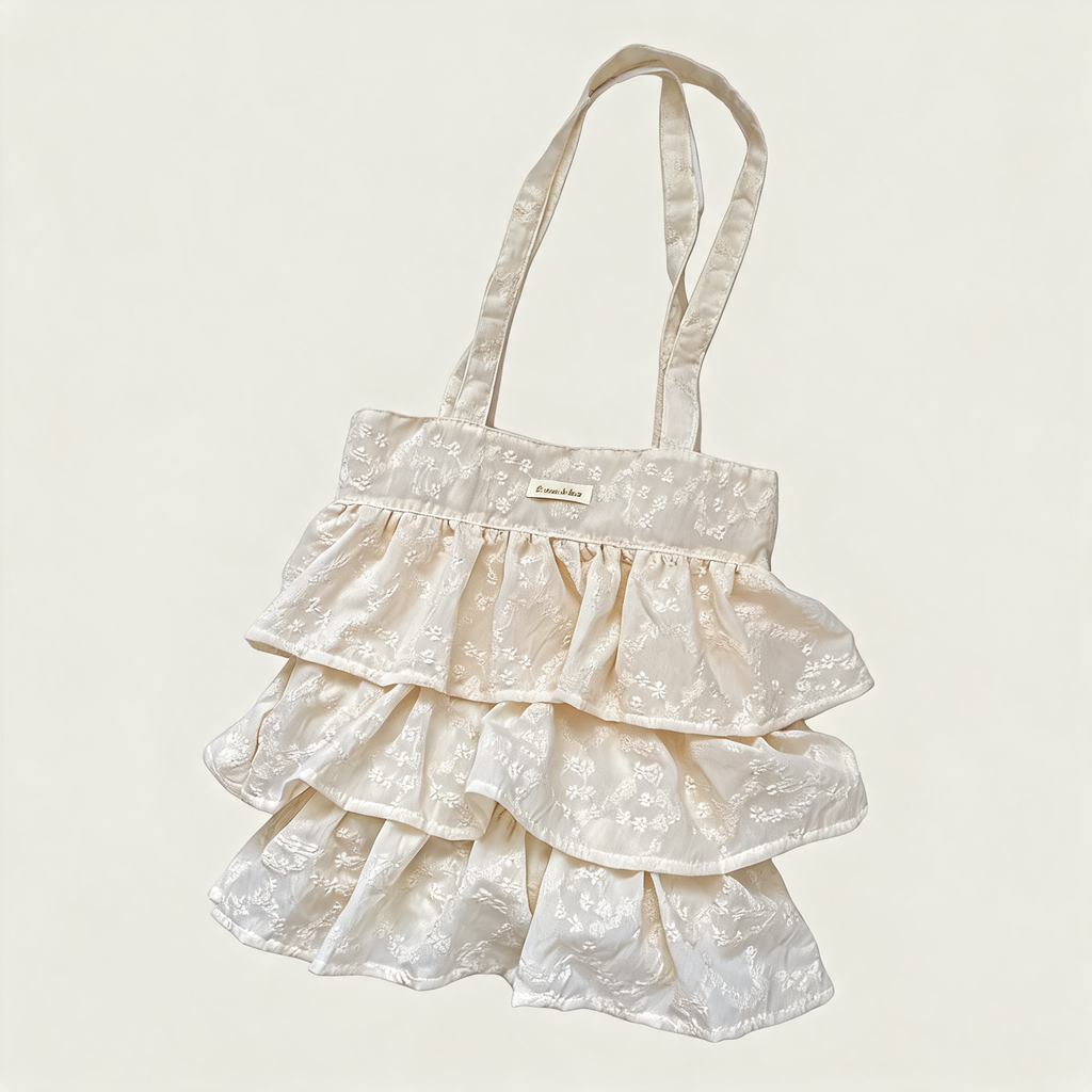 Petal Ruffle Eyelet Tote — three-quarter product view | Mak&Malva gallery 1-3