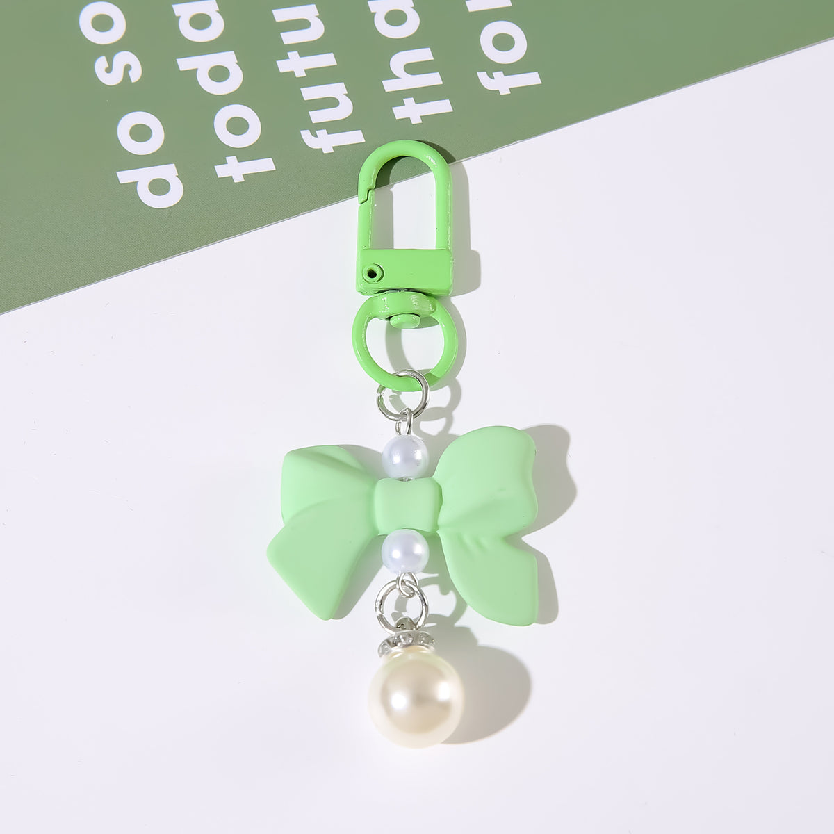 Pastel Bow and Pearl-Look Charm - Green