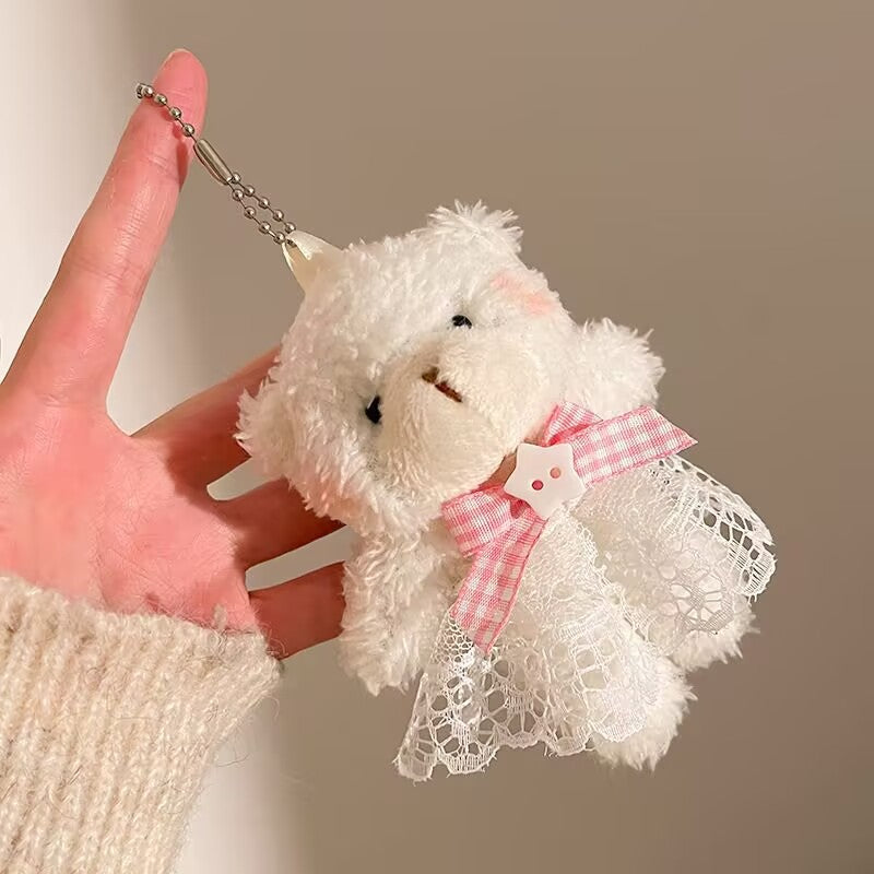 Plush Friends Bag Charm - White Lace