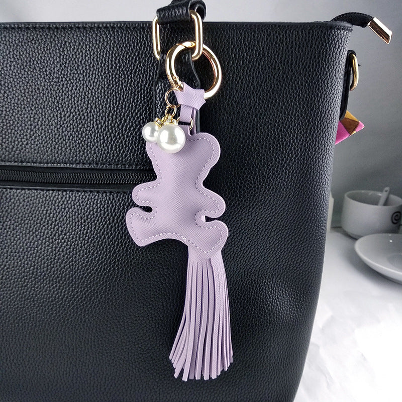 Little Bear Tassel Bag Charm - Light purple