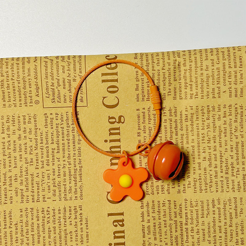 Little Flower Bell Bag Charm - Orange