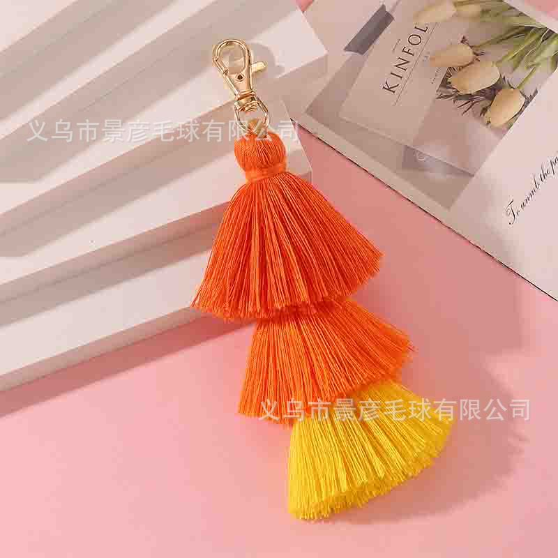 Three-Tier Tassel Bag Charm - Orange