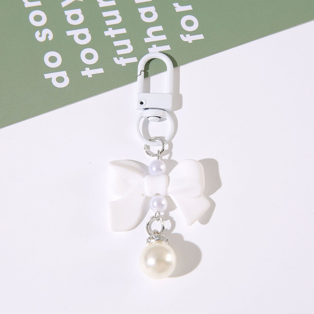 Pastel Bow and Pearl-Look Charm - White