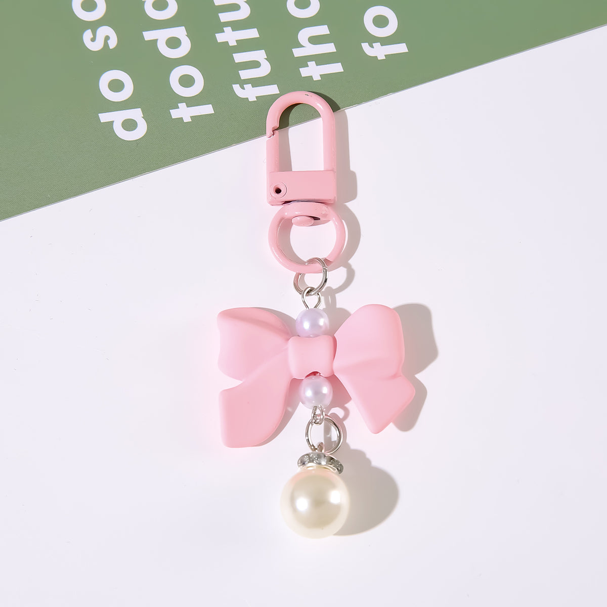 Pastel Bow and Pearl-Look Charm - Pink