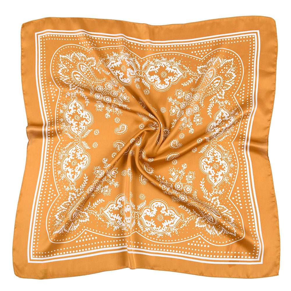 Classic Paisley Square Scarf - Mustard