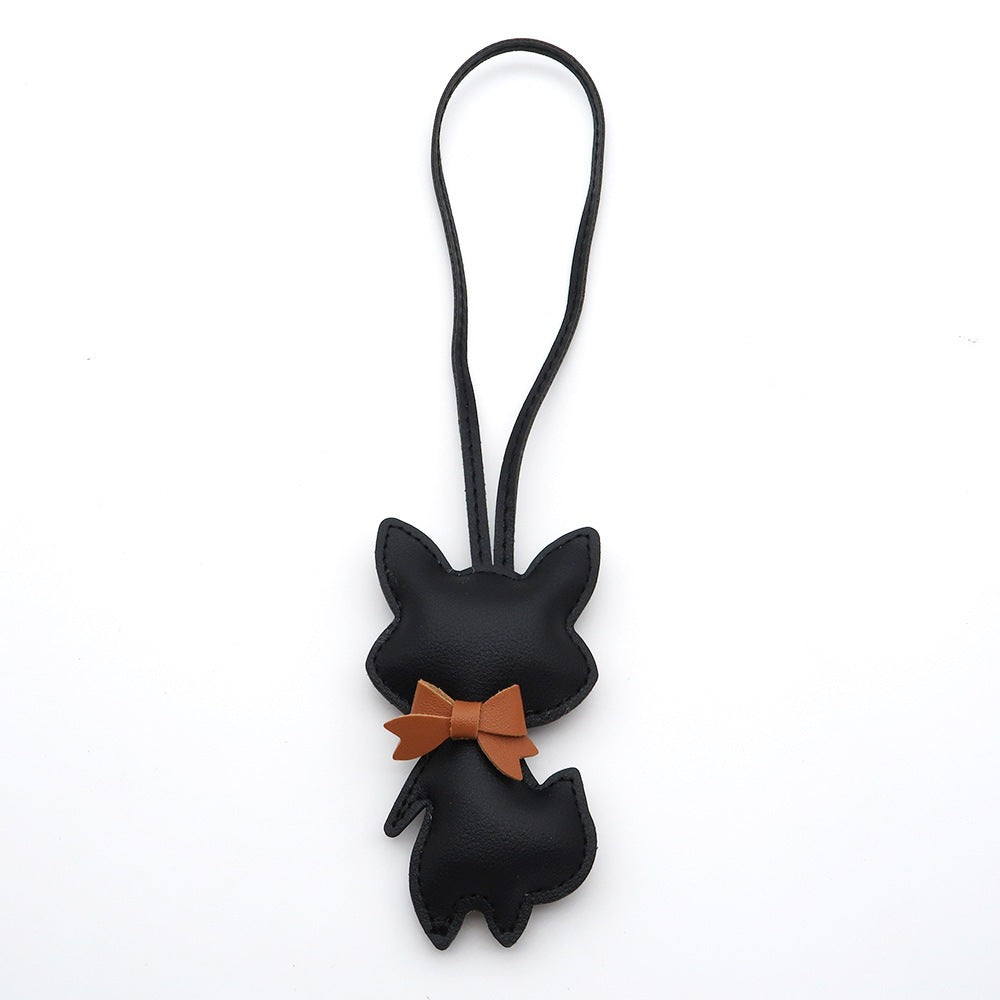 Little Fox Faux-Leather Bag Charm - Black