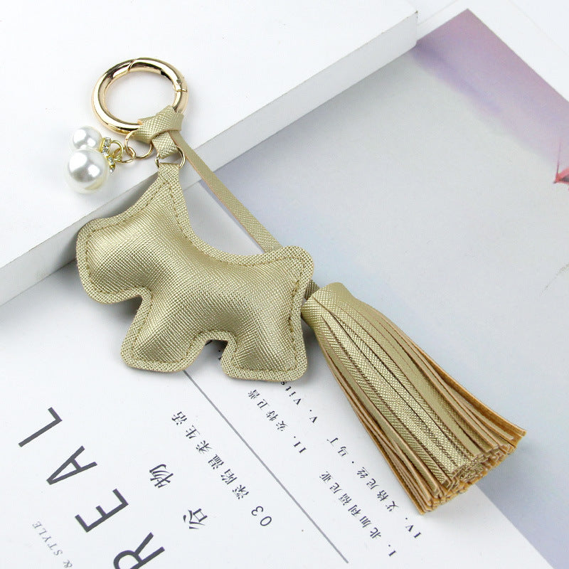 Little Dog Tassel Bag Charm - Gold tone