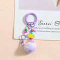 Pom-Pom Bead-Chain Bag Charm - Purple