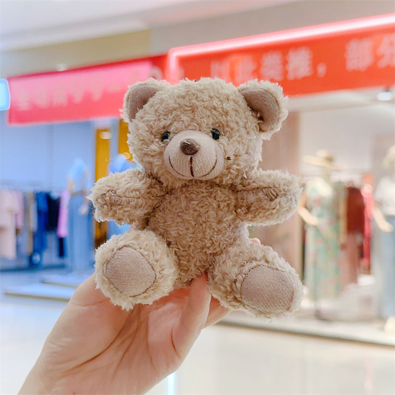 Soft Teddy Clip Bag Charm - Khaki with Grey Muzzle / Hanging Chain