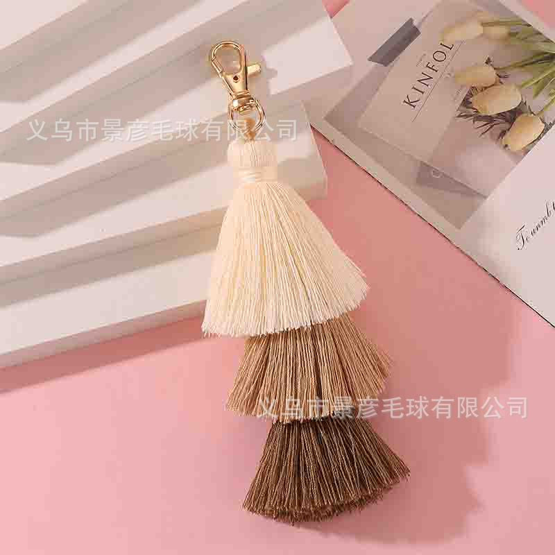 Three-Tier Tassel Bag Charm - Bronze
