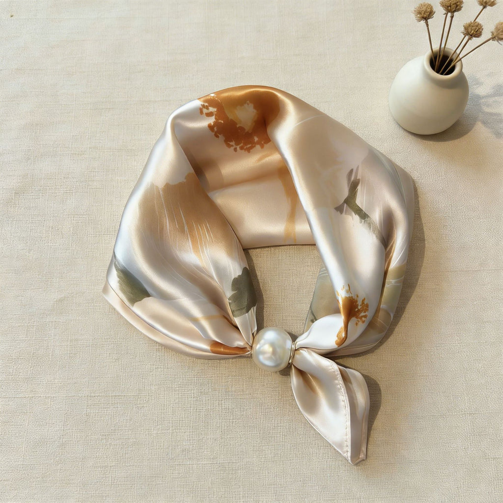 Floral Magnetic-Clasp Scarf - Champagne Floral