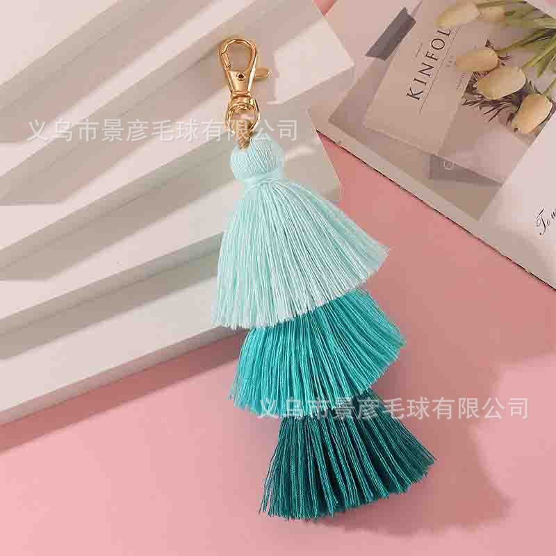 Three-Tier Tassel Bag Charm - Turquoise