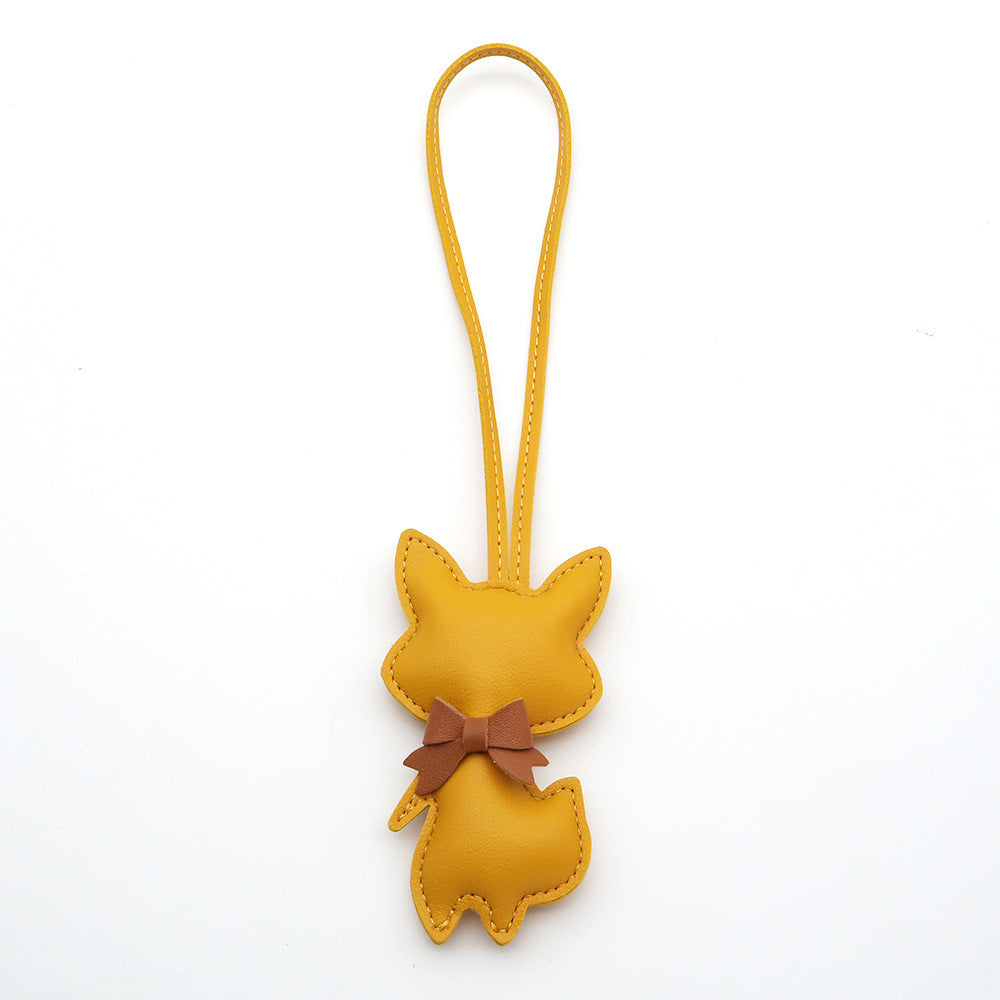 Little Fox Faux-Leather Bag Charm - Yellow