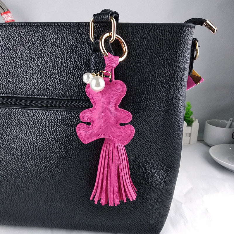 Little Bear Tassel Bag Charm - Fuchsia