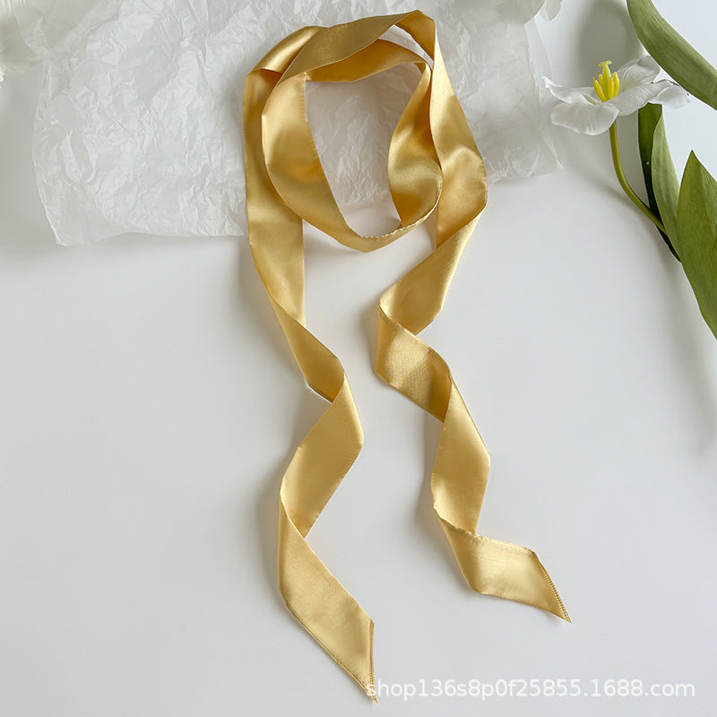 Long Colour Ribbon Scarf - Golden yellow