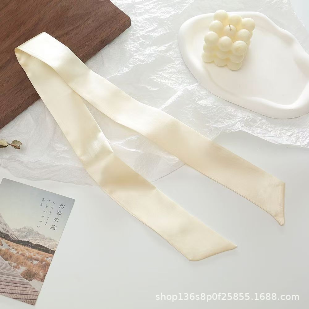Long Colour Ribbon Scarf - Ivory