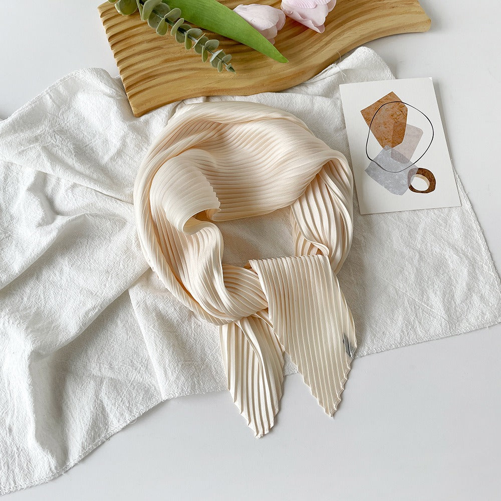 Pleated Square Scarf 70 - Cream