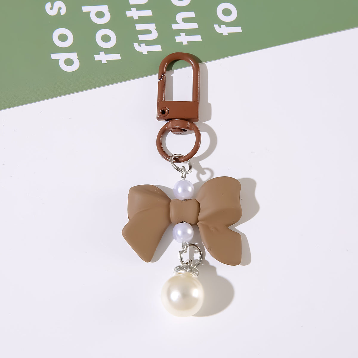 Pastel Bow and Pearl-Look Charm - Brown