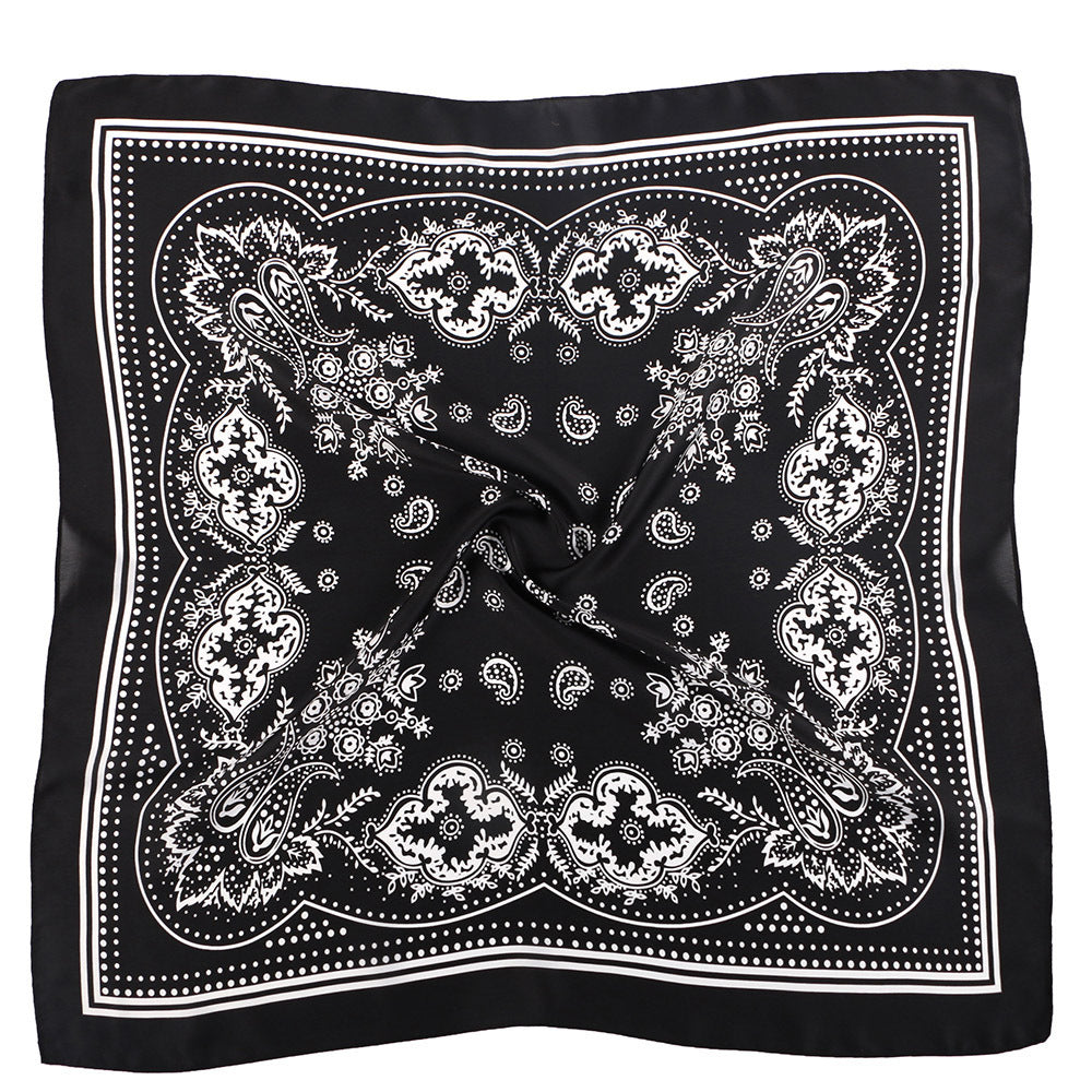 Classic Paisley Square Scarf - Black