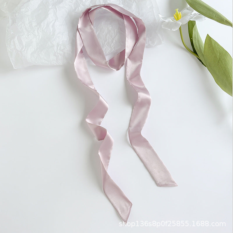 Long Colour Ribbon Scarf - Smoky pink