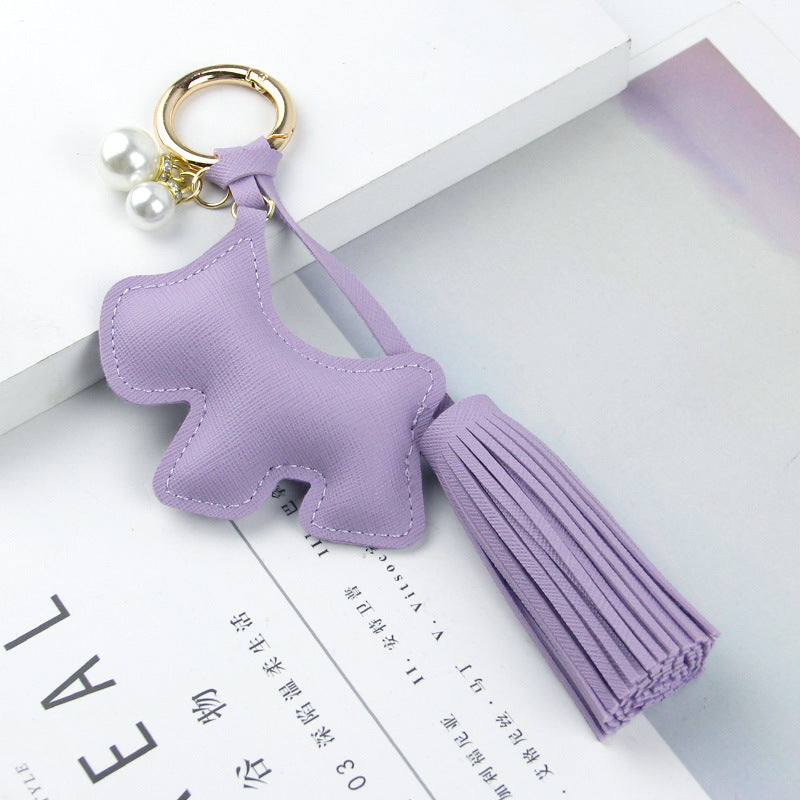 Little Dog Tassel Bag Charm - Light purple