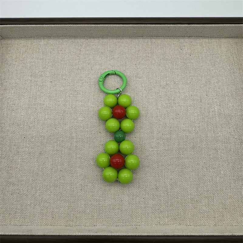 Beaded Daisy Loop Bag Charm - Green