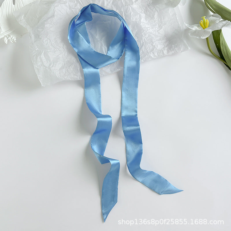 Long Colour Ribbon Scarf - Clear sky blue