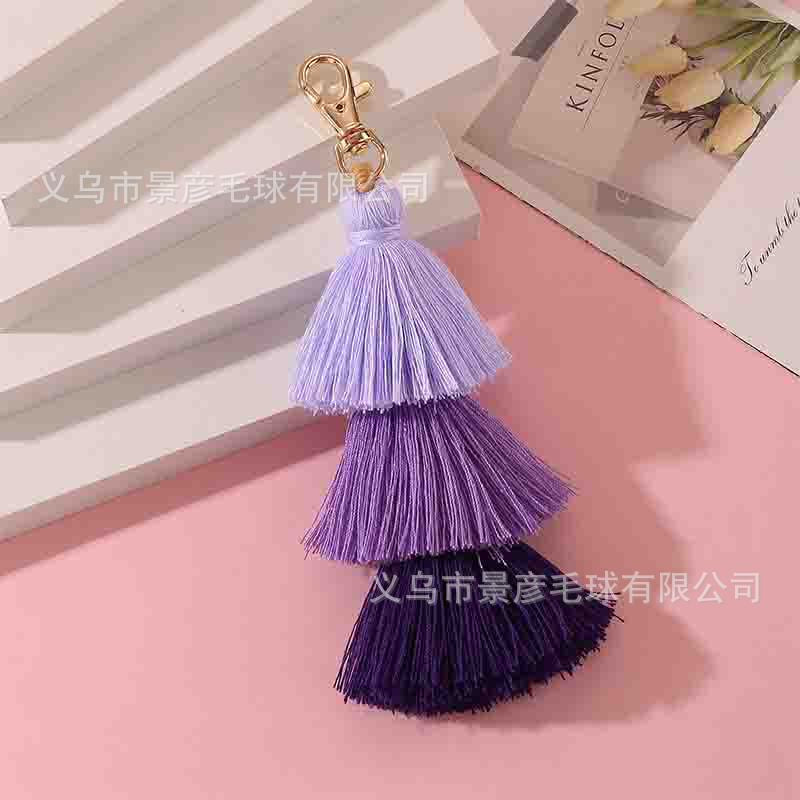 Three-Tier Tassel Bag Charm - Purple