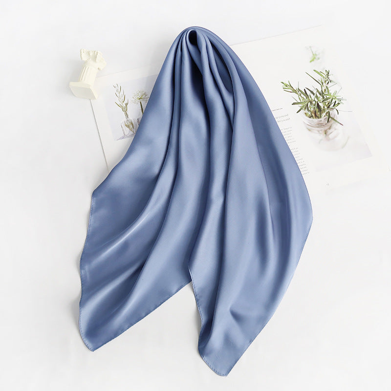 Everyday Satin Square Scarf 70 - Dusty blue
