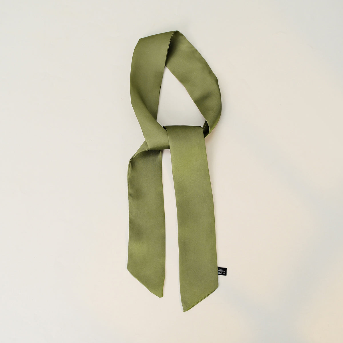 Everyday Satin Ribbon Scarf - Olive green