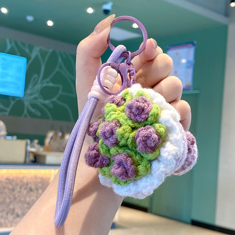 Mini Crochet Bouquet Bag Charm - Purple