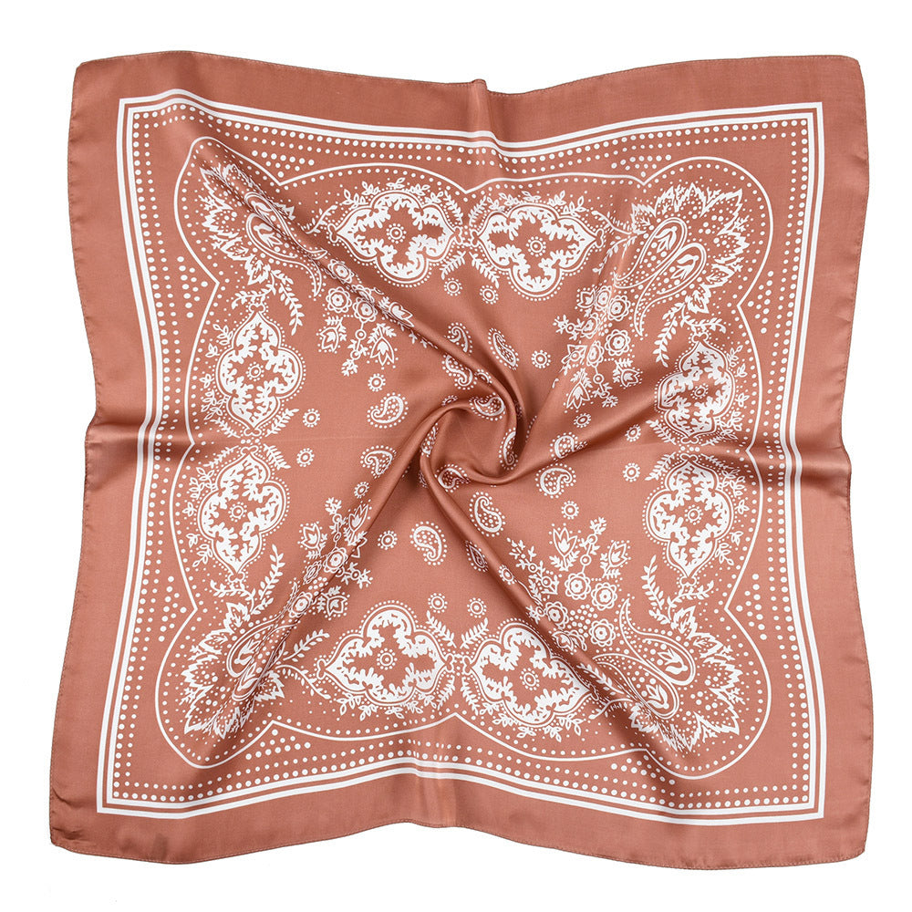 Classic Paisley Square Scarf - Brown